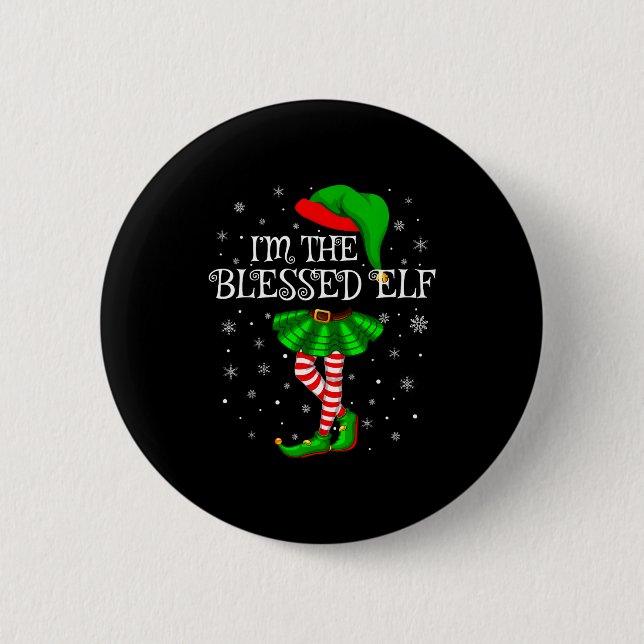 Chapa Redonda De 5 Cm Blessed Elf Christmas Matching Family Women Girls  (Anverso)