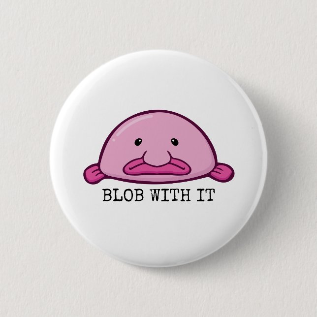 Chapa Redonda De 5 Cm Blob con ella / pez globo (Anverso)