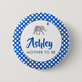 Chapa Redonda De 5 Cm Blue Baby Elephant Baby Shower Name Tag Pin