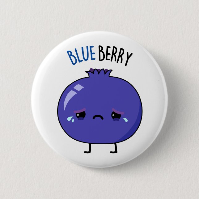 Chapa Redonda De 5 Cm Blue Berry Funny Blueberry Pun (Anverso)