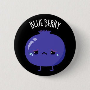 Chapa Redonda De 5 Cm Blue Berry Funny Blueberry Pun Dark BG