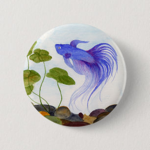 Chapa Redonda De 5 Cm Blue Betta Fish