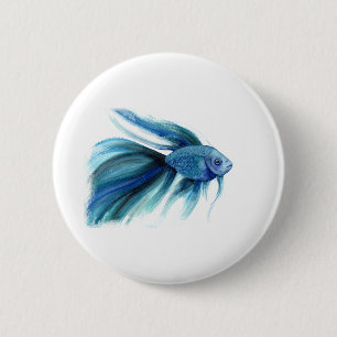 Chapa Redonda De 5 Cm Blue Betta Fish