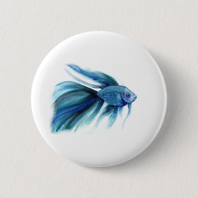 Chapa Redonda De 5 Cm Blue Betta Fish (Anverso)