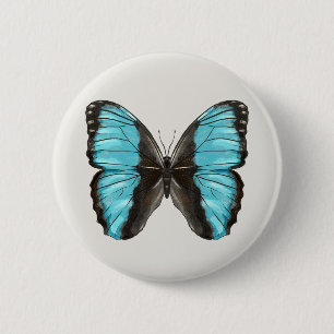 Chapa Redonda De 5 Cm Blue Butterfly Insectos Art Nature Lover