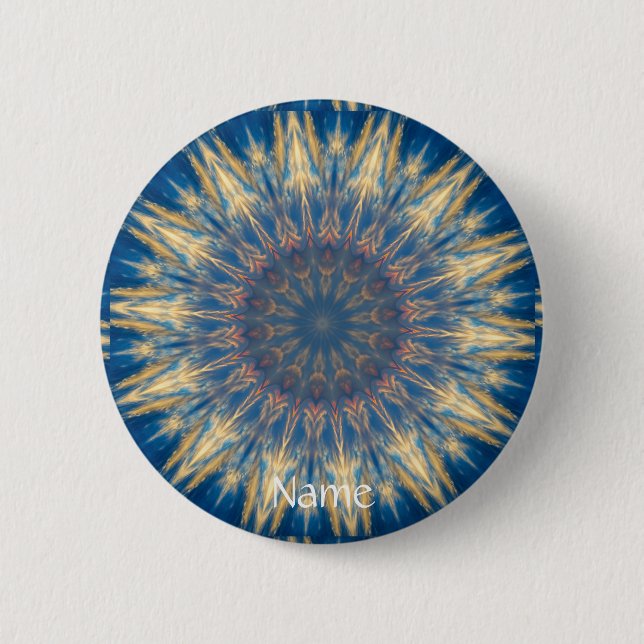 Chapa Redonda De 5 Cm Blue Chakra Kaleidoscope Thunder_Cove (Anverso)