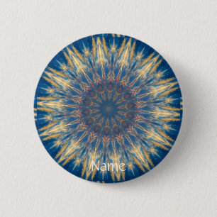 Chapa Redonda De 5 Cm Blue Chakra Kaleidoscope Thunder_Cove