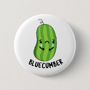 Chapa Redonda De 5 Cm Blue cumber Funny Sad Veggie Cucumber Pun