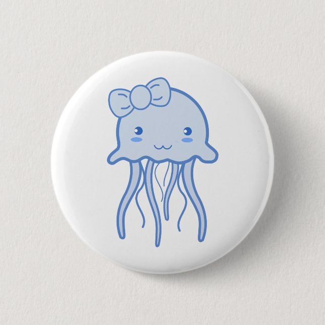 Chapa Redonda De 5 Cm Blue Cute Jellyfish (Anverso)