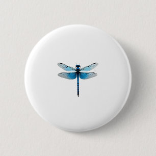 Chapa Redonda De 5 Cm Blue Dragonfly - Insecto Wildlife Animal Lover Ent