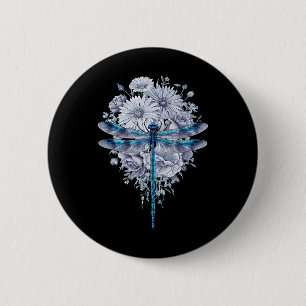 Chapa Redonda De 5 Cm Blue Dragonfly Watercolor Art Insectos Lover Earth