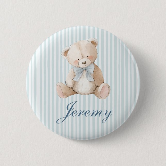 Chapa Redonda De 5 Cm Blue Elegant Teddy Bear Button (Anverso)