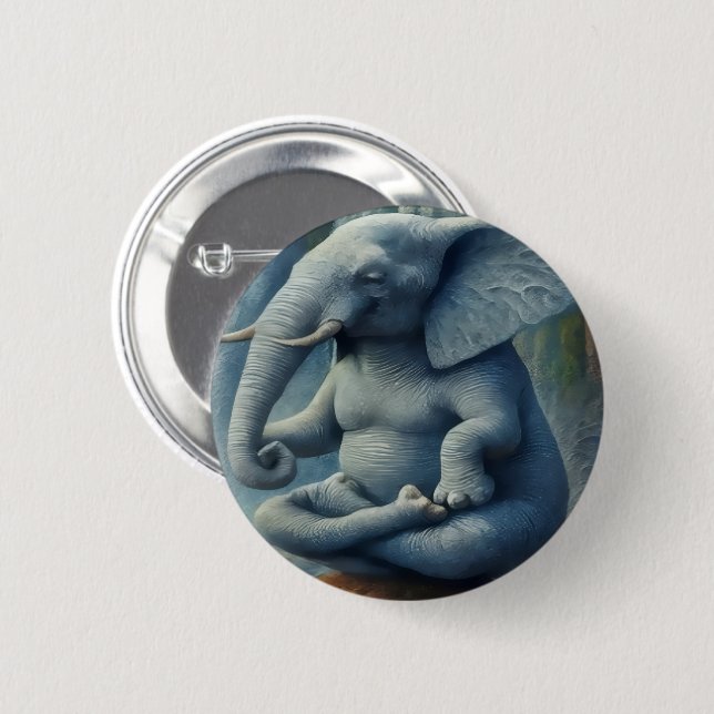 Chapa Redonda De 5 Cm Blue Elephant Button (Anverso y reverso)