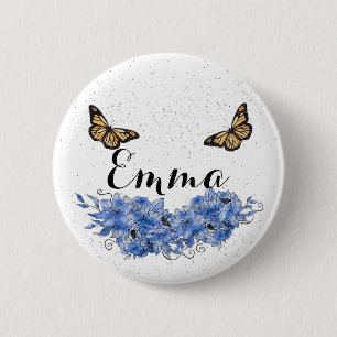 Chapa Redonda De 5 Cm Blue Floral bouquet in the blooming garden