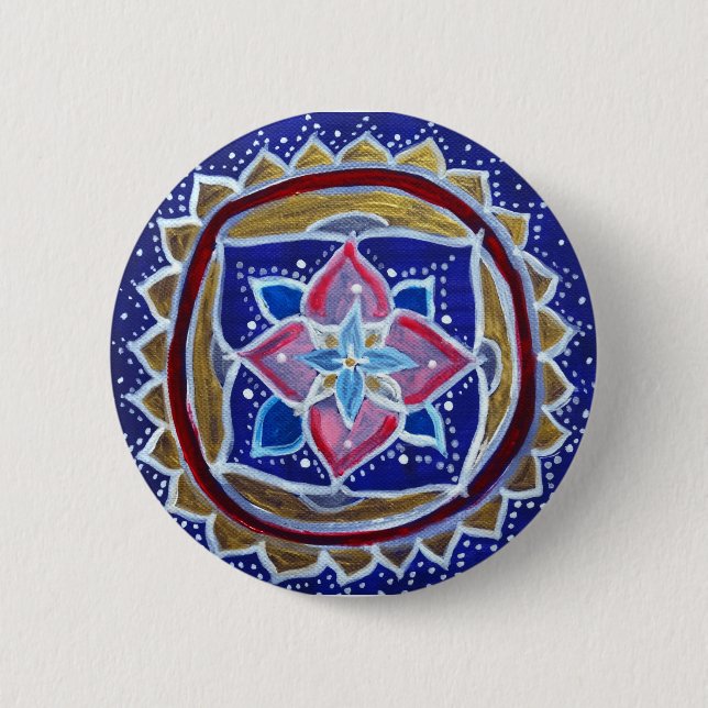 Chapa Redonda De 5 Cm Blue Mandala Standard, insignia redonda de 5,7 cm  (Anverso)