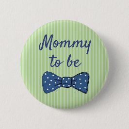 Chapa Redonda De 5 Cm Blue Mom to be Bow Tie Baby Shower Button