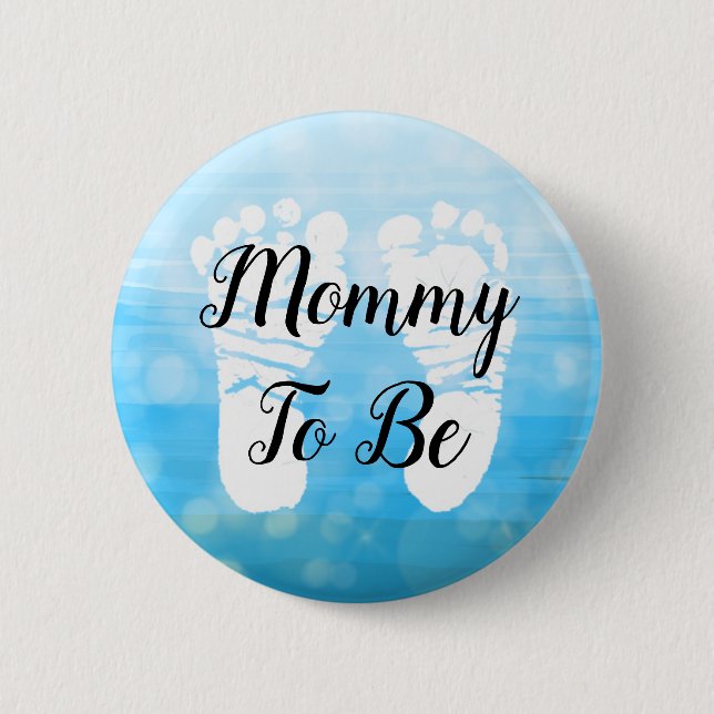 Chapa Redonda De 5 Cm Blue Ombre Mom to be Baby Shower Gift Button (Anverso)