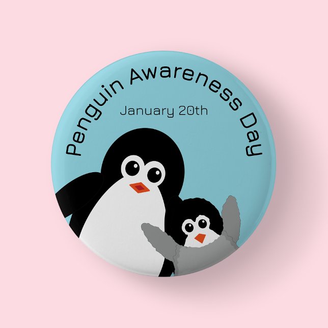 Chapa Redonda De 5 Cm Blue Penguin Awareness Day (Penguin)