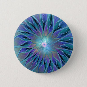 Chapa Redonda De 5 Cm Blue Purple Flower Dream Resumen arte fractal