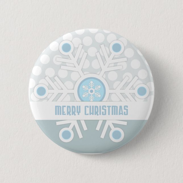 Chapa Redonda De 5 Cm Blue Snowflakes Contemporary (Anverso)