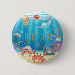Chapa Redonda De 5 Cm Blue Under the Sea birthday