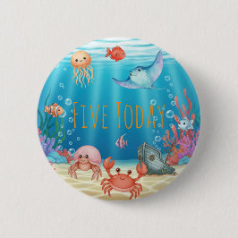 Chapa Redonda De 5 Cm Blue Under the Sea birthday