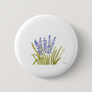 Chapa Redonda De 5 Cm Bluebells flowers elegant watercolor blue nature