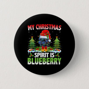 Chapa Redonda De 5 Cm Blueberry con sombrero Santa - Espíritu de Navidad