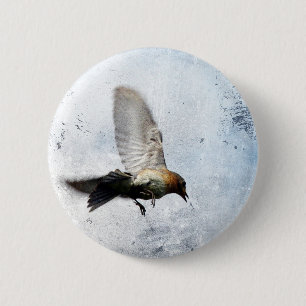Chapa Redonda De 5 Cm Bluebird Grunge