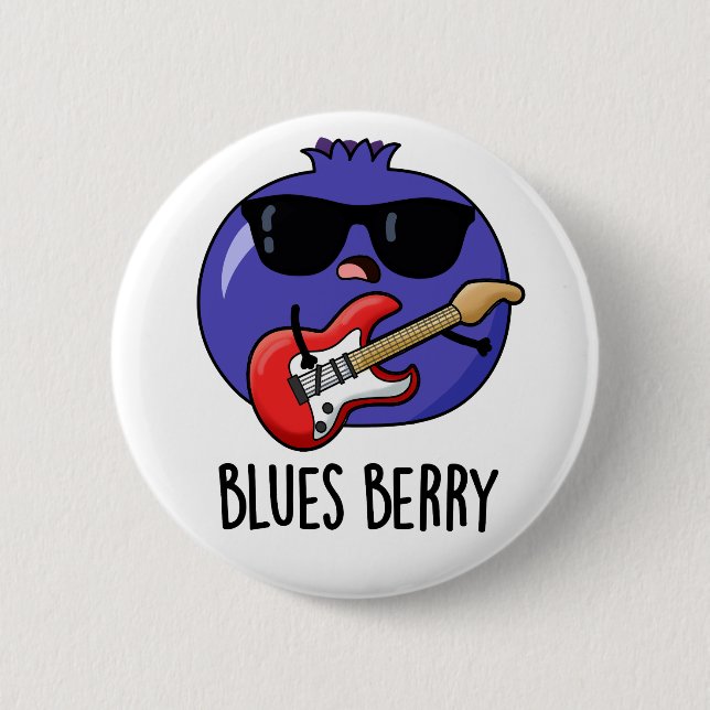 Chapa Redonda De 5 Cm Blues Berry Funny Fruit Pun (Anverso)