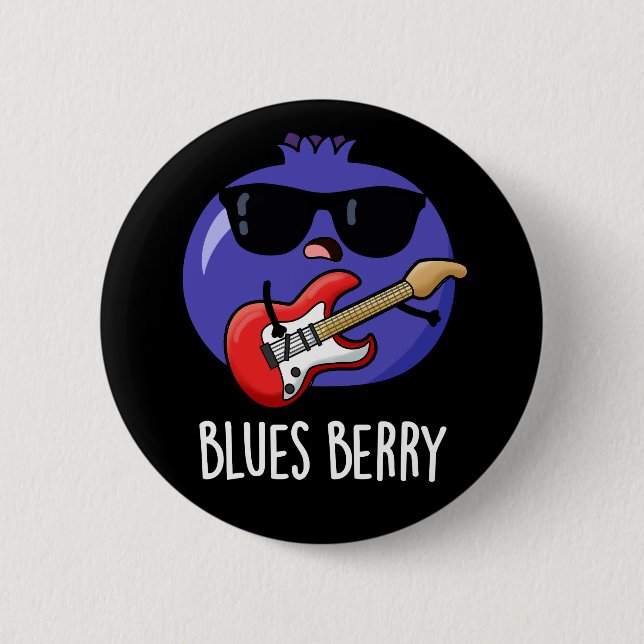 Chapa Redonda De 5 Cm Blues Berry Funny Fruit Pun Dark BG (Anverso)