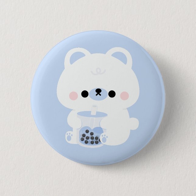 Chapa Redonda De 5 Cm Boba Polar Bear (Anverso)