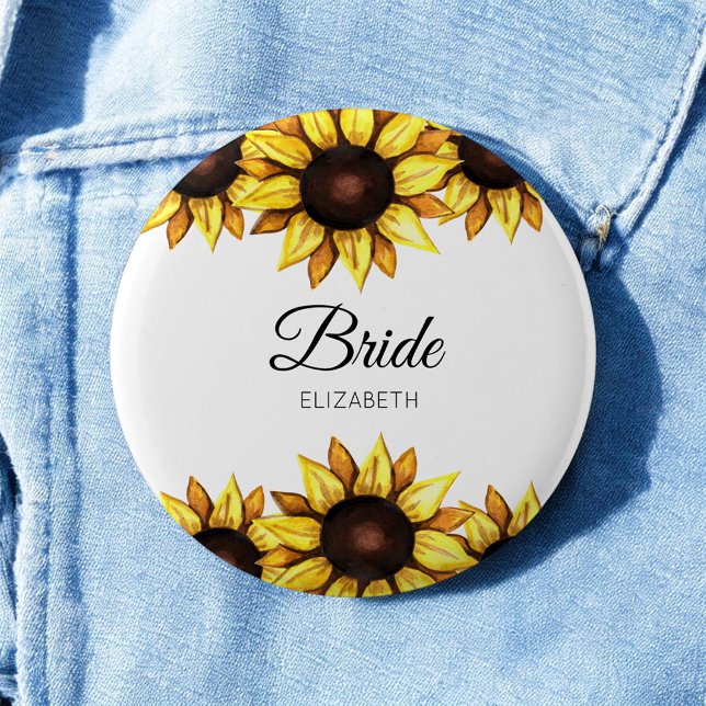 Chapa Redonda De 5 Cm Boda amarillo blanco de novia girasol (Subido por el creador)