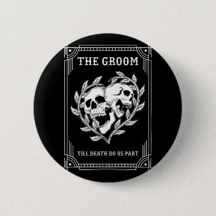 Chapa Redonda De 5 Cm Boda Bachelorette de Halloween Gótica Groom Bride
