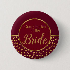 Chapa Redonda De 5 Cm Boda Burgundy y Oro Abuela de la Novia