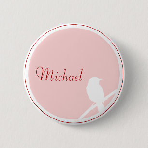 Chapa Redonda De 5 Cm Boda Button como Tischkarte (rosa rojo)