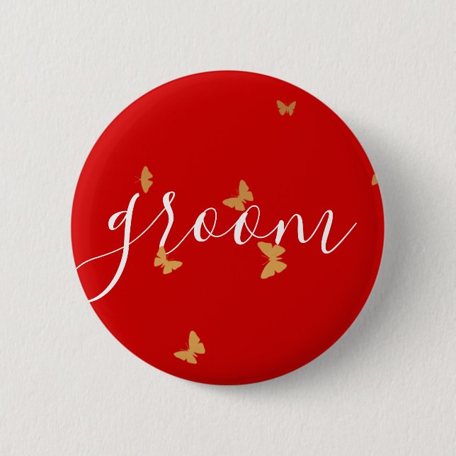 Chapa Redonda De 5 Cm Boda Cake Butterflies (Anverso)