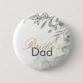 Chapa Redonda De 5 Cm Boda de color verde y dorado de eucalipto