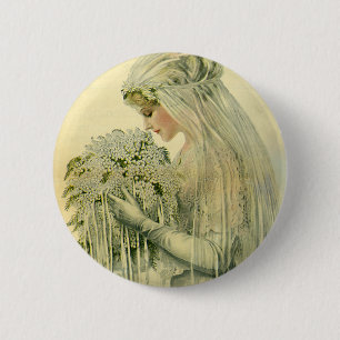Chapa Redonda De 5 Cm Boda de época, retrato de novia victoriana