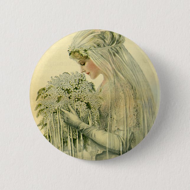 Chapa Redonda De 5 Cm Boda de época, retrato de novia victoriana (Anverso)