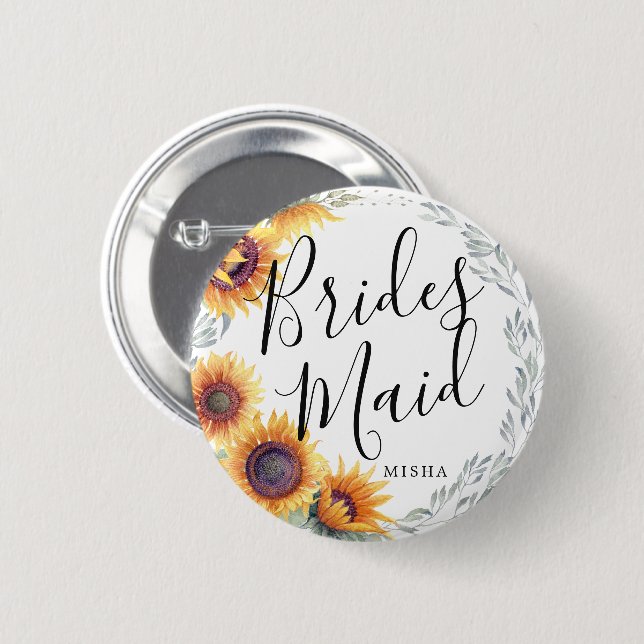 Chapa Redonda De 5 Cm Boda de nombres personalizados de Bridesmaids Sunf (Anverso y reverso)