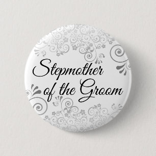 Chapa Redonda De 5 Cm Boda Madrastra de Groom Silver Filigree