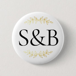 Chapa Redonda De 5 Cm Boda Moderno Monogramado Simple Y Minimalista