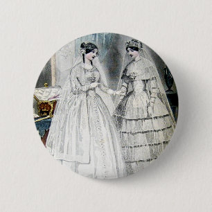 Chapa Redonda De 5 Cm Boda victoriana vestida con dos mujeres