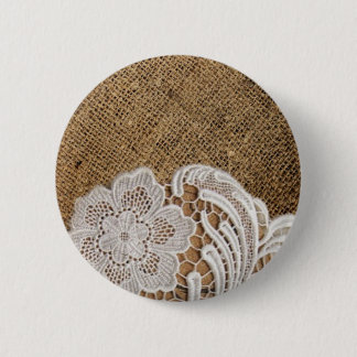 Chapa Redonda De 5 Cm bohemia rústica de campo occidental, burlap y lace