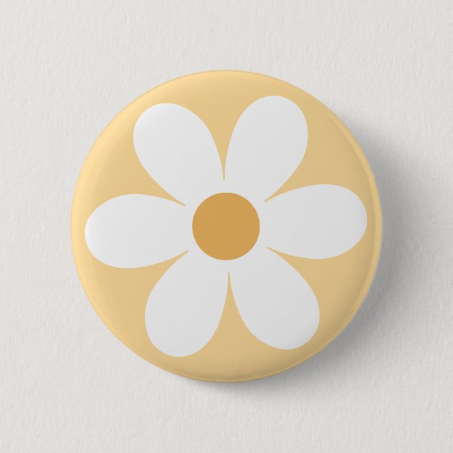 Chapa Redonda De 5 Cm Boho amarillo retro daisy (Anverso)