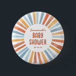 Chapa Redonda De 5 Cm Boho Sunshine Gender Neutral Baby Shower<br><div class="desc">Bienvenidos a su pequeño rayo de sol con este botón de Baby Shower neutro de género Boho Sunshine con un adorable sol de color amarillo,  oro,  naranja,  azul y melocotón.</div>