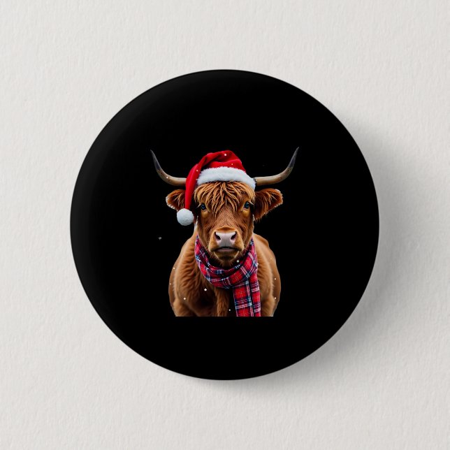 Chapa Redonda De 5 Cm Boho Xmas Christmas Highland Cow T-Shirt (2) (Anverso)