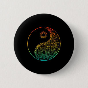 Chapa Redonda De 5 Cm Boho Yin Yang Mandala Zen Meditación Taoísmo Tai C
