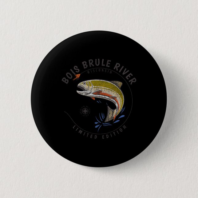 Chapa Redonda De 5 Cm Bois BRule River Wisconsin Fly Fishing Souvenir Bo (Anverso)
